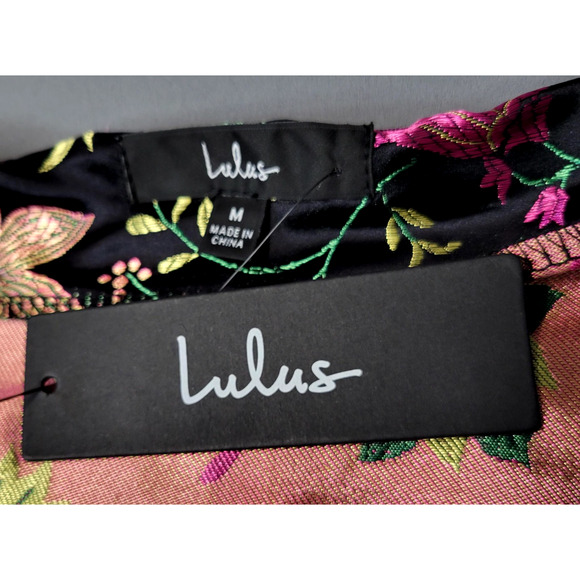 Lulus Dress Womens M Black Embroidered Floral Brocade Strapless Midi Formal New - Picture 2 of 16